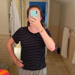 BP black top with white stripes